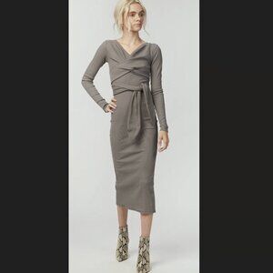 Line by K Gray Knit Midi Dress